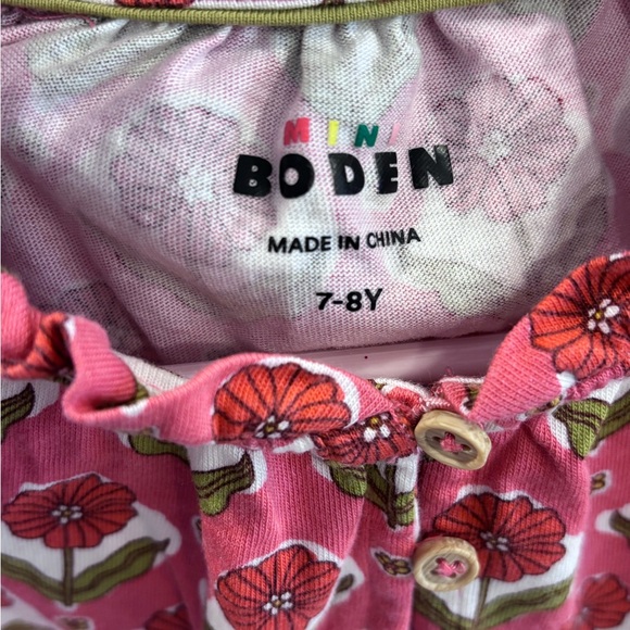 Mini Boden Pink Floral Button Dress - Picture 3 of 3